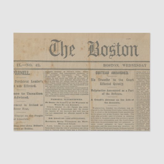 Vintage De Boston Newspaper Tissuepapier (Voorkant)