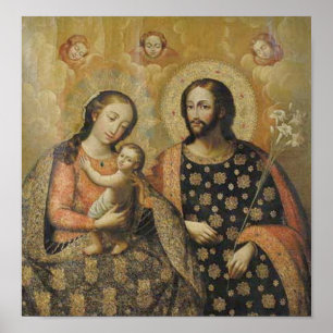 vintage de heilige familie, Jezus christ, Josef, M Poster