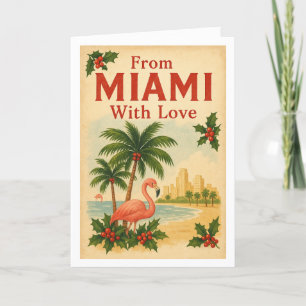 Vintage De Miami Avec Carte De Noël Pliée D'Amour