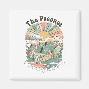 Vintage De Poconos Pennsylvania Bergen Wandelen  Magneet