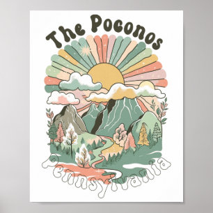 Vintage De Poconos Pennsylvania Bergen Wandelen  Poster