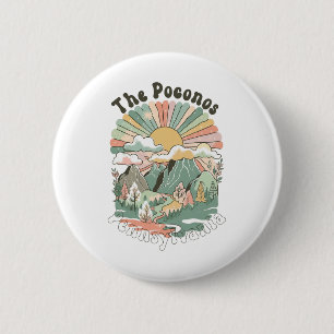 Vintage De Poconos Pennsylvania Bergen Wandelen Ronde Button 5,7 Cm