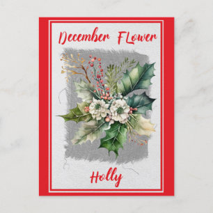 Vintage december bloem hulst bloemstuk briefkaart