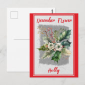 Vintage december bloem hulst bloemstuk briefkaart (Voorkant / Achterkant)
