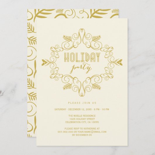 Vintage Déco Foliage Classic Fête Invitation (Devant / Derrière)