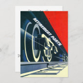 Vintage Deco Tracks Retraite Invitation (Devant / Derrière)