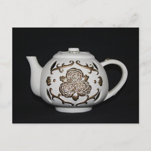 Vintage Decoratieve Theepot Briefkaart (Voorkant)