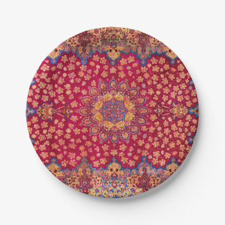 Vintage Decorative Persian Floral Carpet Papieren Bordje