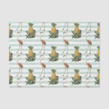 Vintage decoupage flamingo en ananaspatroon