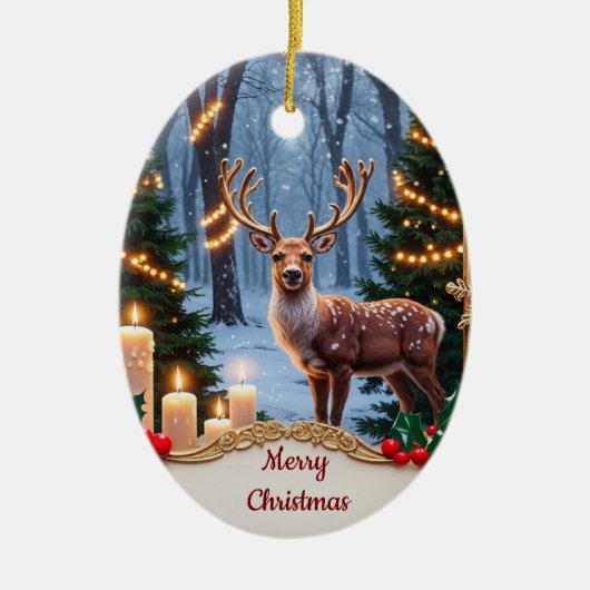 Vintage Deer Holiday Ornament (Voorkant)