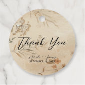 Vintage Delicate Bloemige Botanische Boho Bruiloft Bedankjes Labels (Achterkant)