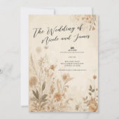 Vintage Delicate Bloemige Botanische Boho Bruiloft Kaart (Voorkant)
