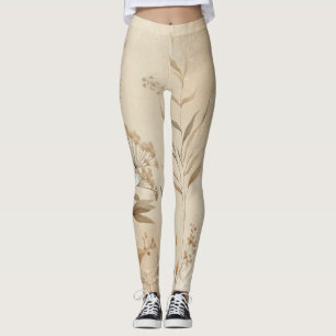 Vintage Delicate Bloemige Botanische Boho Leggings