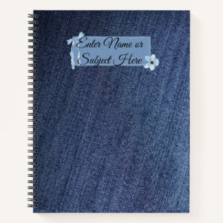 Vintage Denim Zwarte Kat Aanpasbare Naam Notitiebo Notitieboek