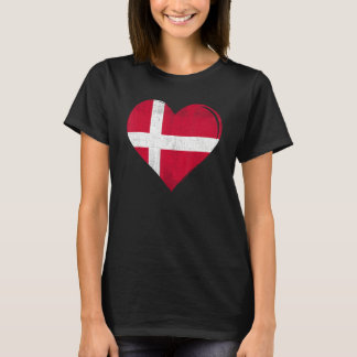 Vintage Denmark Flag Heart For Danish T-shirt