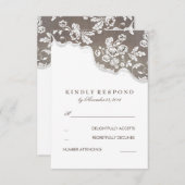 Vintage dentelle blanche Mariage rustique RSVP (Devant / Derrière)