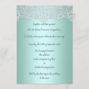 Vintage dentelle verte menthe élégante invitation