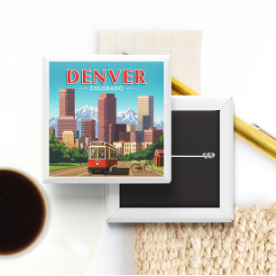 Vintage Denver Colorado Vierkante Button 5,1 Cm