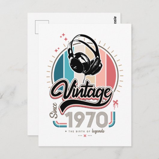 Vintage depuis 1970 écouteurs Invitation (Devant / Derrière)