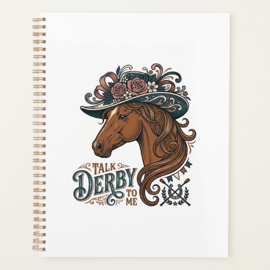 Vintage Derby Paard Bloemen Hoed Shirt Ontwerp_1 Planner (Voorkant)