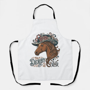 Vintage Derby Paard Bloemen Hoed Shirt Ontwerp_1 Schort