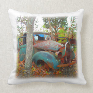 Vintage dertiger jaren turquoise en roestige sloop kussen