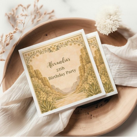 Vintage Desert Florals Birthday Servet