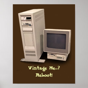 Vintage Desktopcomputer Herstart Klein Poster