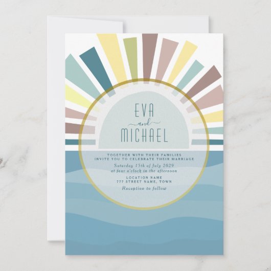 Vintage Destination Beach Mariage Invitation (Devant)