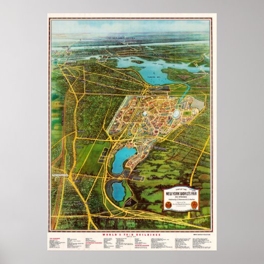 Vintage Detailed New York Map Poster (Devant)