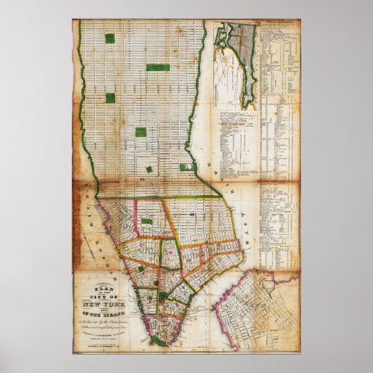 Vintage Detailed New York Map Poster 1832 (Devant)
