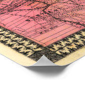 Vintage Detailed New York Map Poster 1863 (Coin)