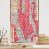 Vintage Detailed New York Map Poster 1893 (Cuisine)
