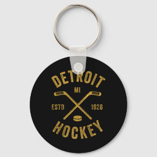Vintage Detroit Mi IJshockeysticks Detroit Hockey Sleutelhanger