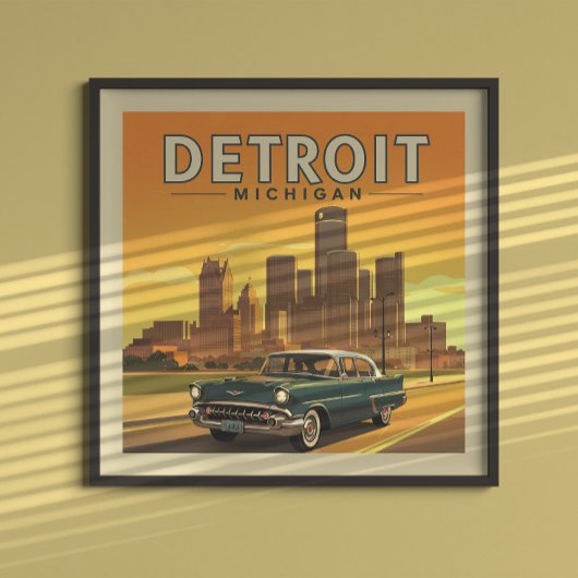 Vintage Detroit Michigan Poster