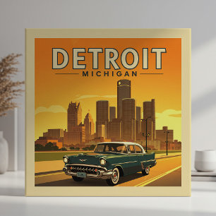 Vintage Detroit Michigan Tegeltje