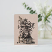 Vintage Devil Art Briefkaart (Staand voorkant)