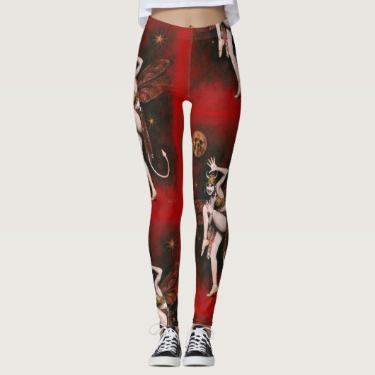 Vintage Devil Lady Dancer Leggings gothiques (Devant)