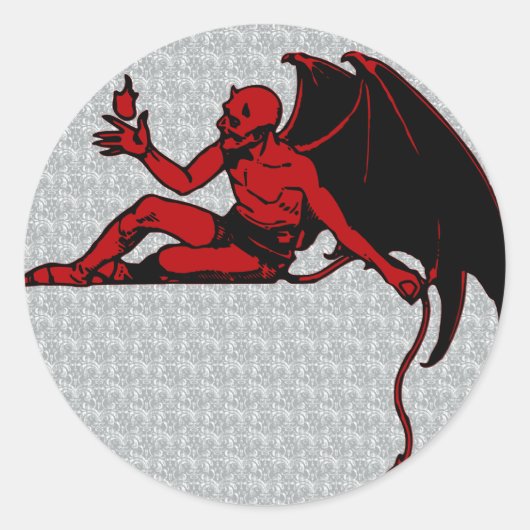 Vintage Devil Ronde Sticker (Voorkant)