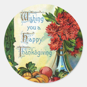 Vintage die je een gelukkige Thanksgiving biedt Ronde Sticker