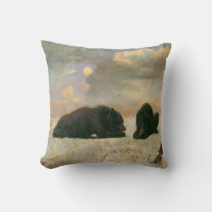 Vintage Dieren, Grizzlyberen door Albert Bierstadt Kussen