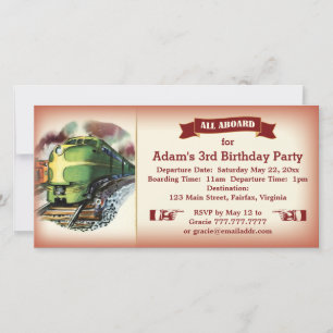 Vintage Diesel Train Anniversaire Fête Invitation 