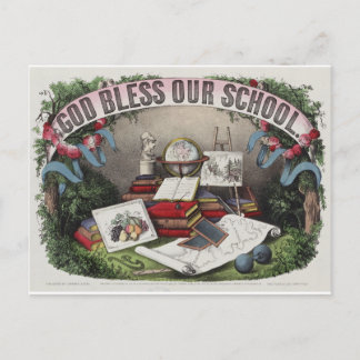 Vintage : Dieu bénisse nos écoles Carte postale