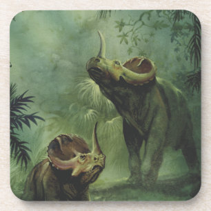 Vintage dinosauriërs, Centrosaurus in de jungle Bier Onderzetter