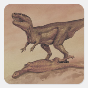 Vintage dinosauriërs, vleesetende Giganotosaurus Vierkante Sticker