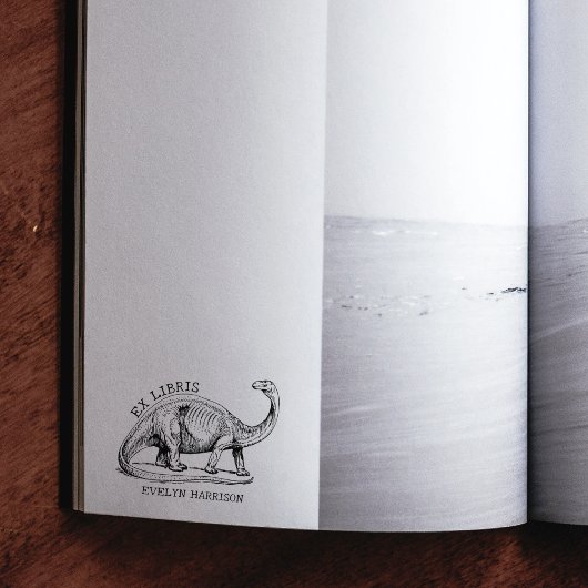 Vintage dinosaurus moderne Ex Libris boekplaat Rubberstempel