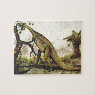 Vintage Dinosaurus, Plateosaurus Grazing op bomen Legpuzzel