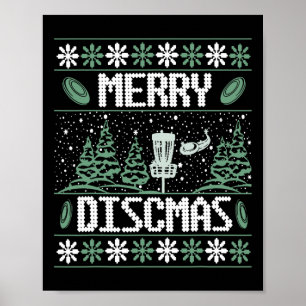 Vintage Disc Golf Lelijke Kerst Merry Discmas Fees Poster
