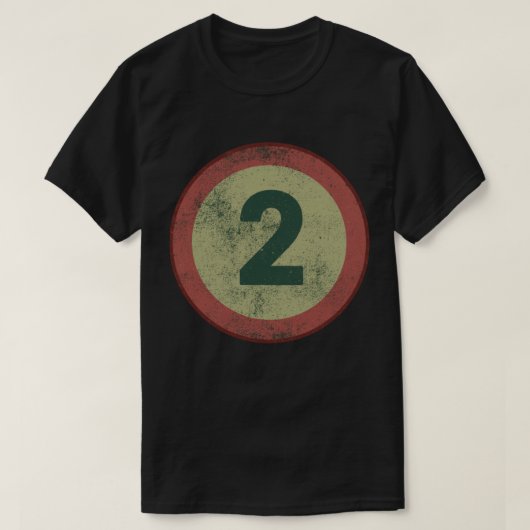 Vintage Distressed Number 2 T-shirt (Design voorkant)
