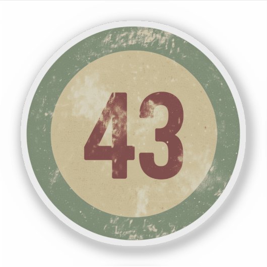 Vintage Distressed Number 43 Sticker (Voorkant)